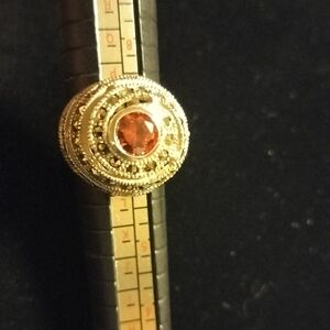 Elegant Sterling Silver 925 and Orange Gemstone Ring